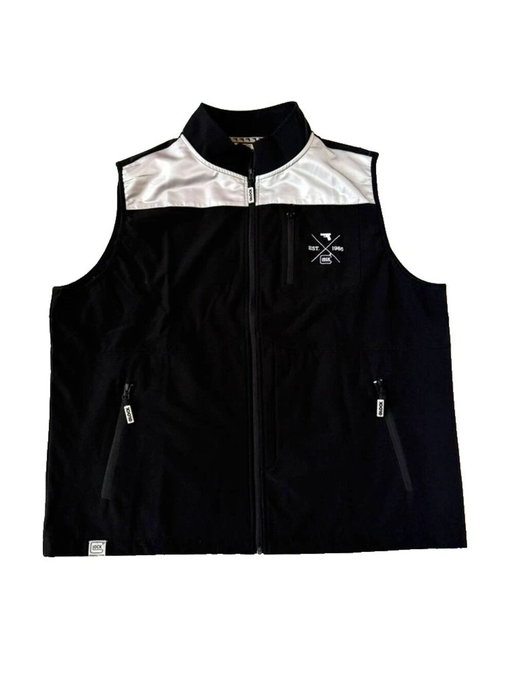 Glock Mens 2XL Vest Shooting Sports Black Reflective Silver Tactical Full Zip
